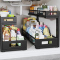 2 Pack 20.47IN Depth Under Sink Storage Organizer, Large 2-Tier Elegant Mesh by UnderSinkOrganizer