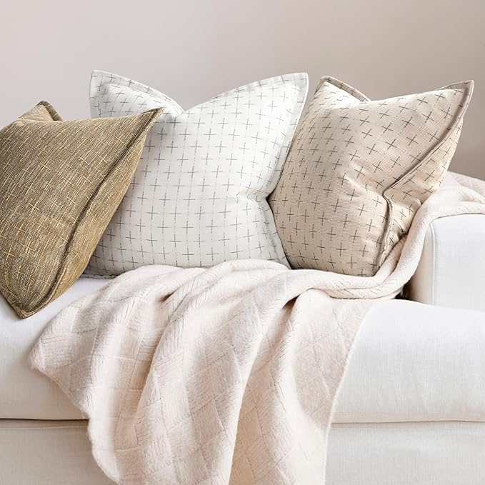 ZWJD Pillow Covers 22x22 Set of 2 Soft Polyester Textured Pillow Covers - Image 4