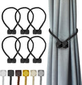 Hion Magnetic Curtain Tiebacks Black 6 Pack, Curtain Tiebacks Buckles Holdbacks by Hion