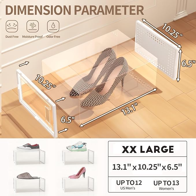 Secret Space 12 Pack XX Large Shoe Organizer Storage Boxes - Image 6