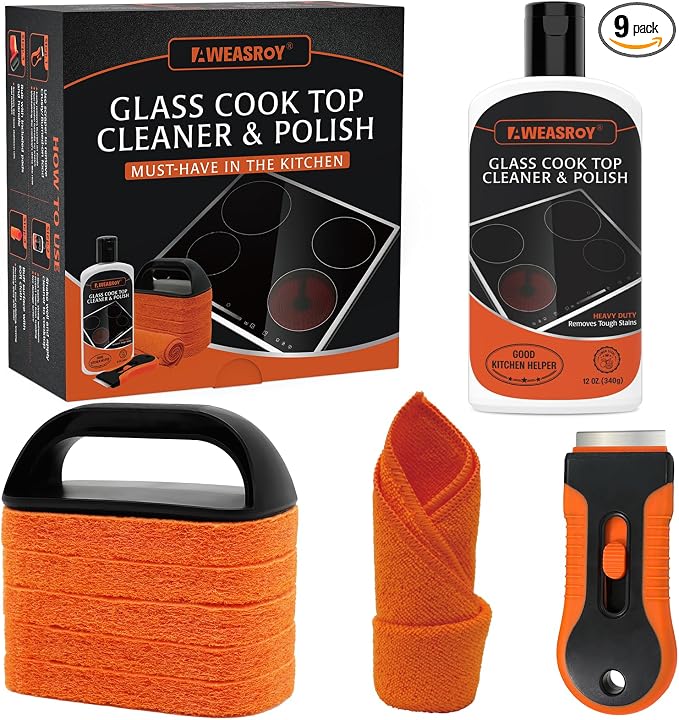 Glass Stove Top Cleaner Kit 12 oz, Cooktop Cleaner and Polish Non-Abrasive No by AWEASROY