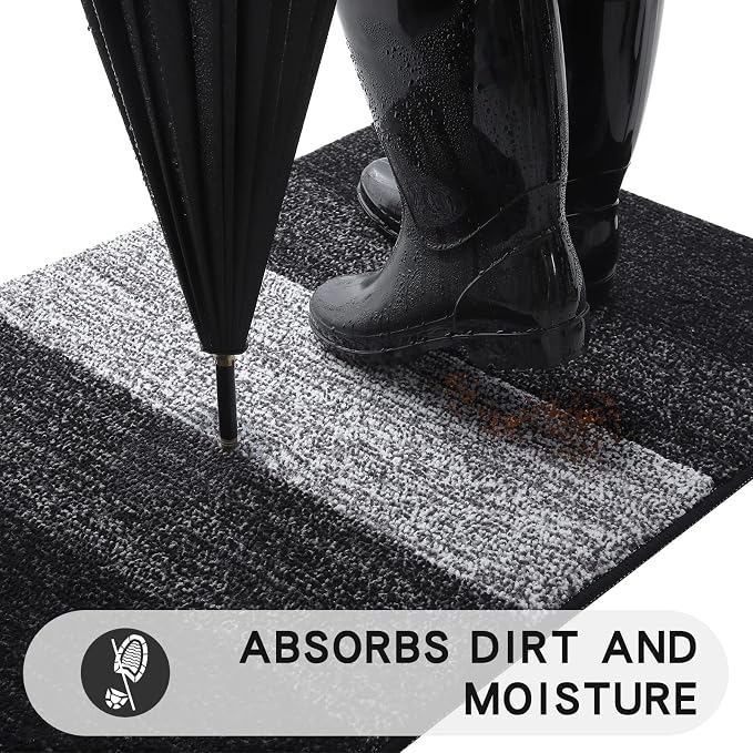 Kitinjoy Indoor Outdoor Door Mat, 71x24 Non-Slip Absorbent Dirt Trapper - Image 2