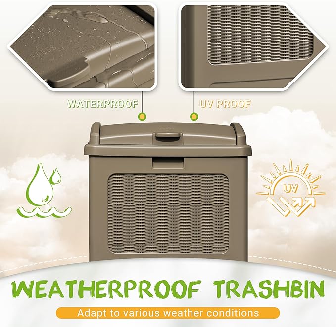 YESHOMY 33 Gallon Resin Outdoor Trash Can - Image 3