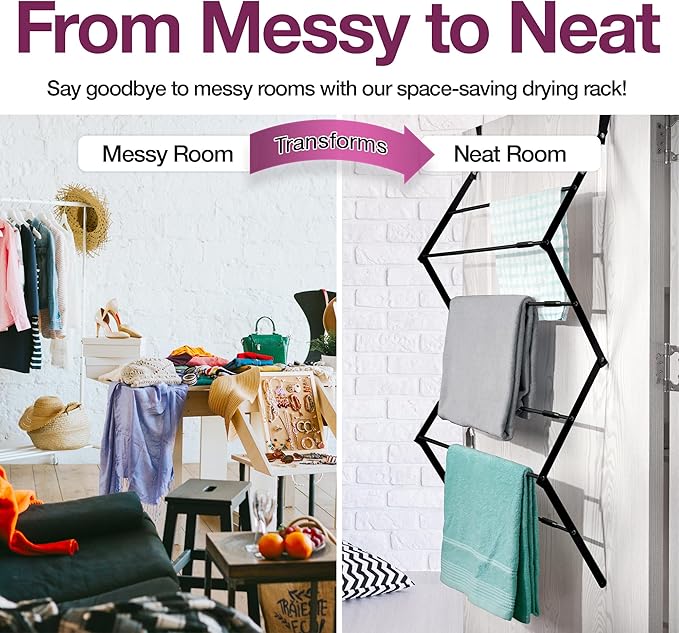 BLACK+DECKER Over The Door Expandable Telescopic Drying Rack, Clothes Organizer - Image 3