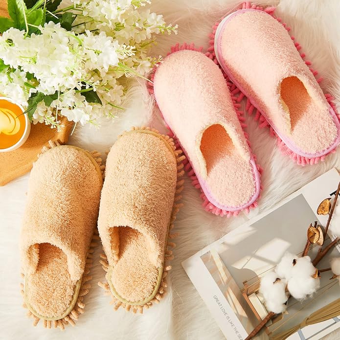 Jecery 2 Pair Microfiber Slippers Floor Cleaning Chenille Mop Slippers Base - Image 4