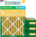 Filterbuy 24x25x4 Air Filter MERV 11 Allergen Defense Replacement, by Filterbuy