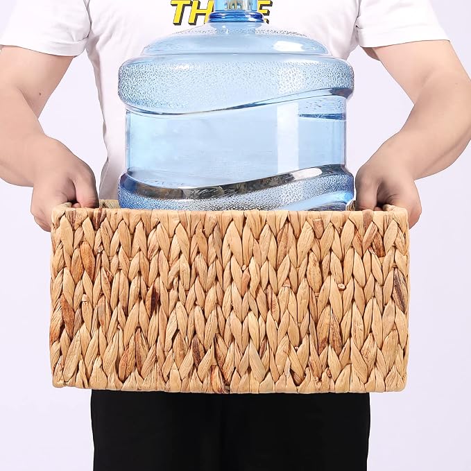 HOONEX Water Hyacinth Storage Baskets, Wicker Baskets - Image 3