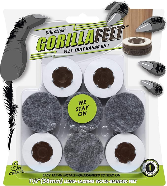 Slipstick GorillaFelt 1-1/2 Inch Felt Glides/Furniture Feet Floor Protectors by Slipstick