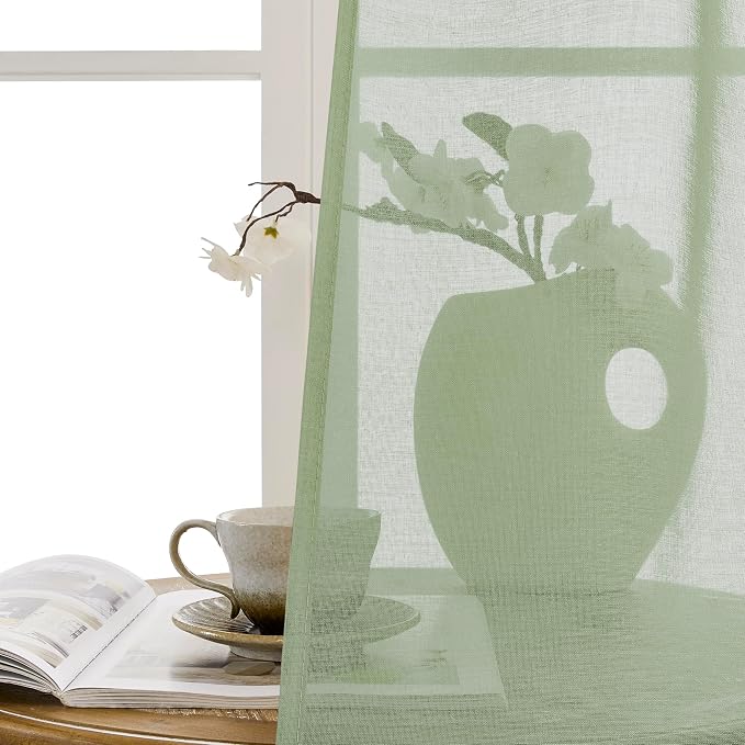 Tollpiz Small Sheer Door Curtain Closet Linen Textured Curtain Sheers Doorway - Image 9
