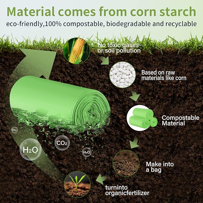 Compostable 8 Gallon Trash Bags Compost Small Garbage Bag Extra Thick 0.87 Mil - Image 4