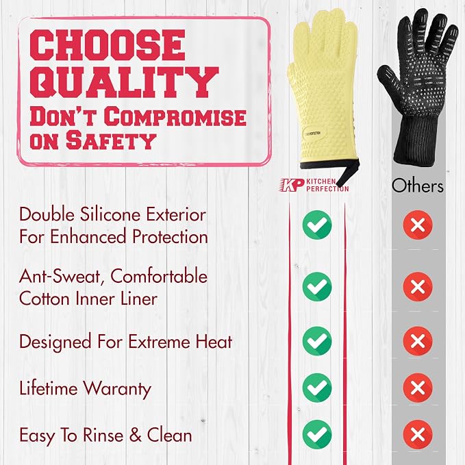 KITCHEN PERFECTION Silicone Smoker Oven Gloves - Image 9