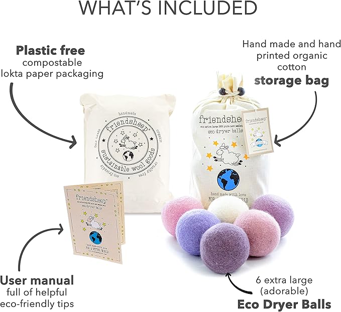 Friendsheep Wool Dryer Balls, Organic Reusable Fabric Softener Alternative - Image 4