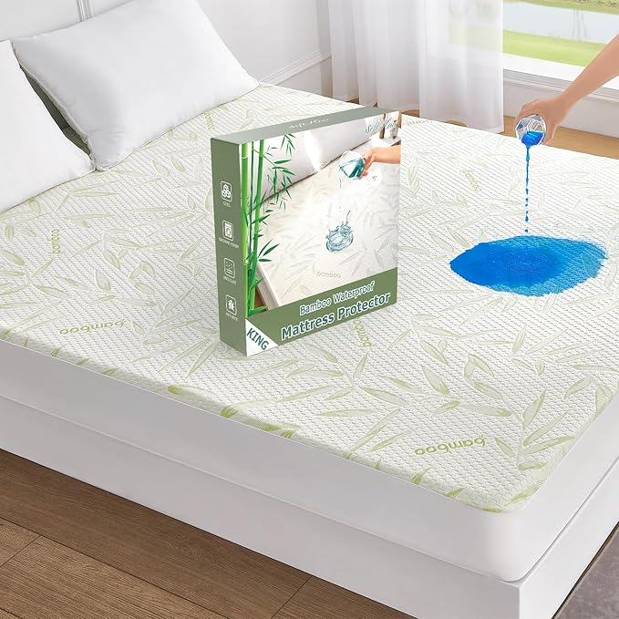King Mattress Protector Waterproof Mattress Pad Washable Bamboo Rayon Mattress by SoftHour