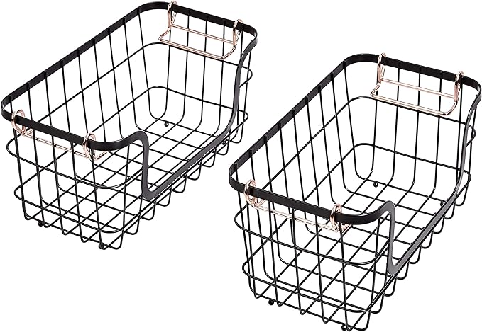 Amazon Basics Stackable Metal Wire Rectangular Storage Basket Set - Image 5
