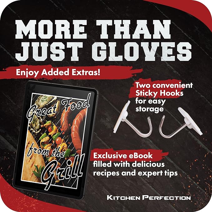 KITCHEN PERFECTION S Silicone Smoker Oven Gloves -Extreme Heat Resistant BBQ - Image 2