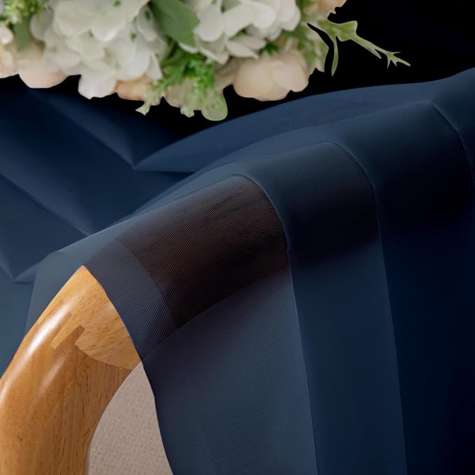 Chyhomenyc Sheer Navy Blue Curtains 90 inches Long 2 Panels, Light Filtering - Image 5