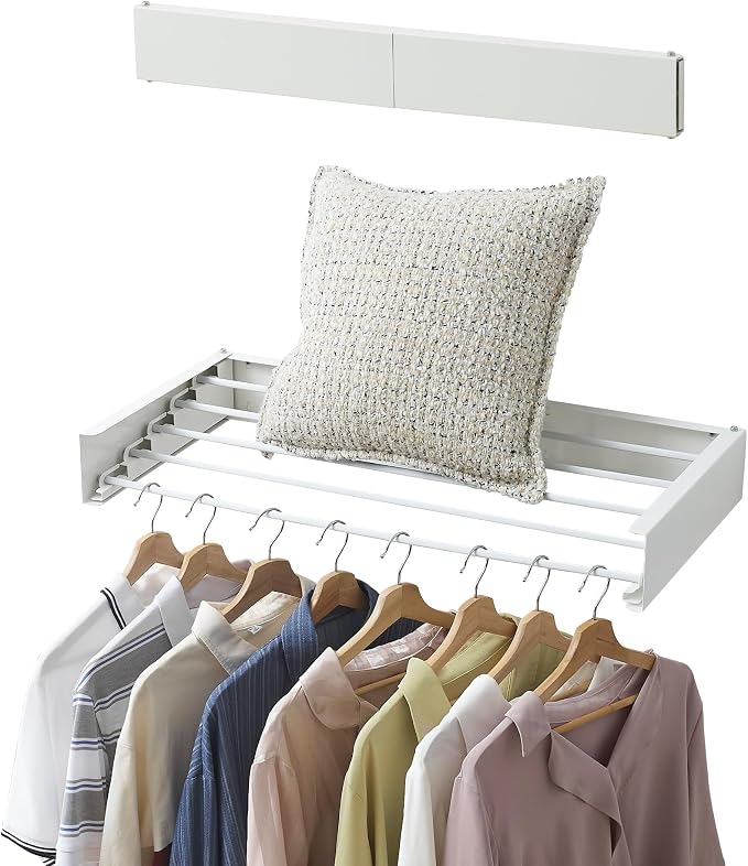Clothes Drying Rack, Laundry Hanging Rack Collapsible, Wall Mounted Drying Rack by RFOUO