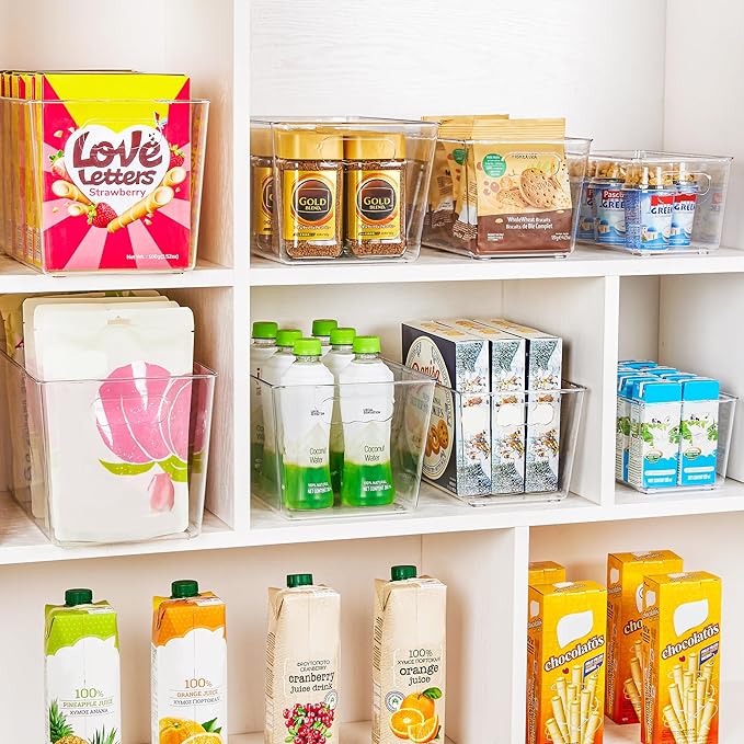 YIHONG 6 Pack Clear Pantry Organizer Bins, Plastic Containers - Image 4