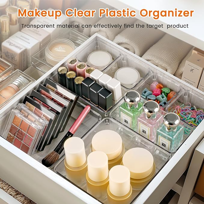 Criusia Drawer Organizer, 18 Pack Large Clear Plastic Kitchen Drawer Organizers - Image 6