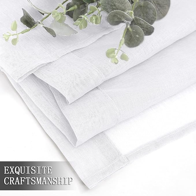 Tollpiz Sheer Tier Curtains Kitchen Linen Textured Half Curtain Sheers Light - Image 7