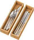 Bamboo Kitchen Drawer Organizer, Stackable Silverware Tray Utensil Organizer by Bambloom
