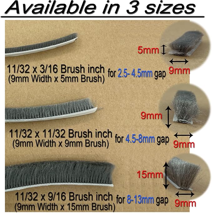 Weather Stripping Brush for Sliding Windows/Doors Frame Side, Pile Self - Image 3
