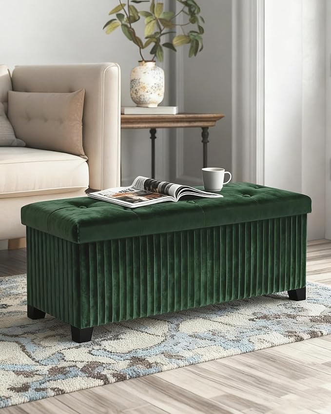 Storage Ottoman Bench, 43 Inch Foldable Ottoman - Image 2