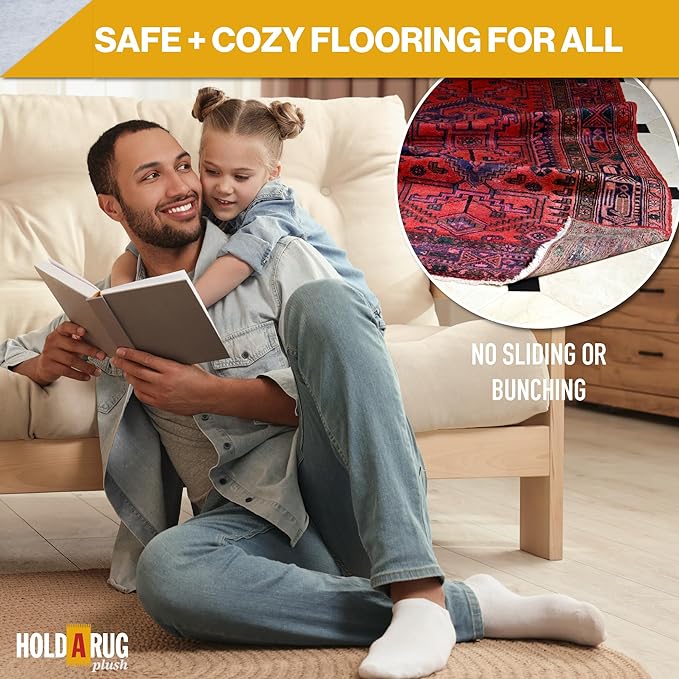 Hold-a-Rug Plush 5' x 8' Nonskid, Nonslip Rug Pad, Reversible Gripper, ¼ Thick - Image 7