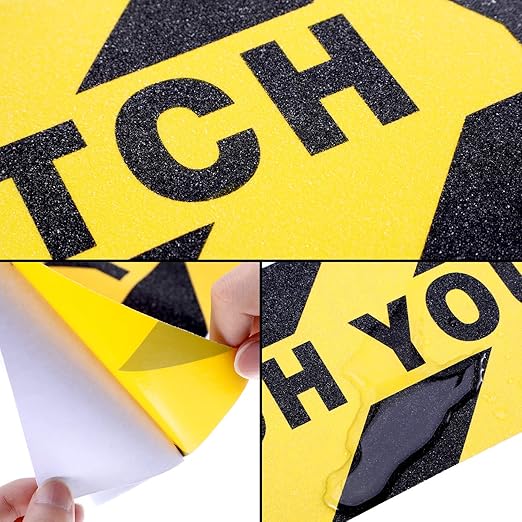 Boao 2 Pieces Watch Your Step Stickers Sign 6 x 24 Inch Caution Watch Your Step - Image 6