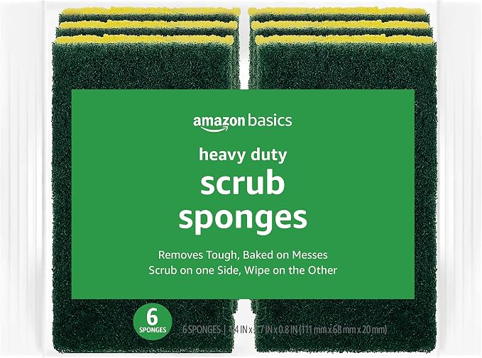 Amazon Basics Cleaning Sponges, Heavy Duty Scrub Sponges by AmazonBasics