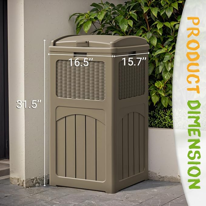 YESHOMY 33 Gallon Resin Outdoor Trash Can - Image 7