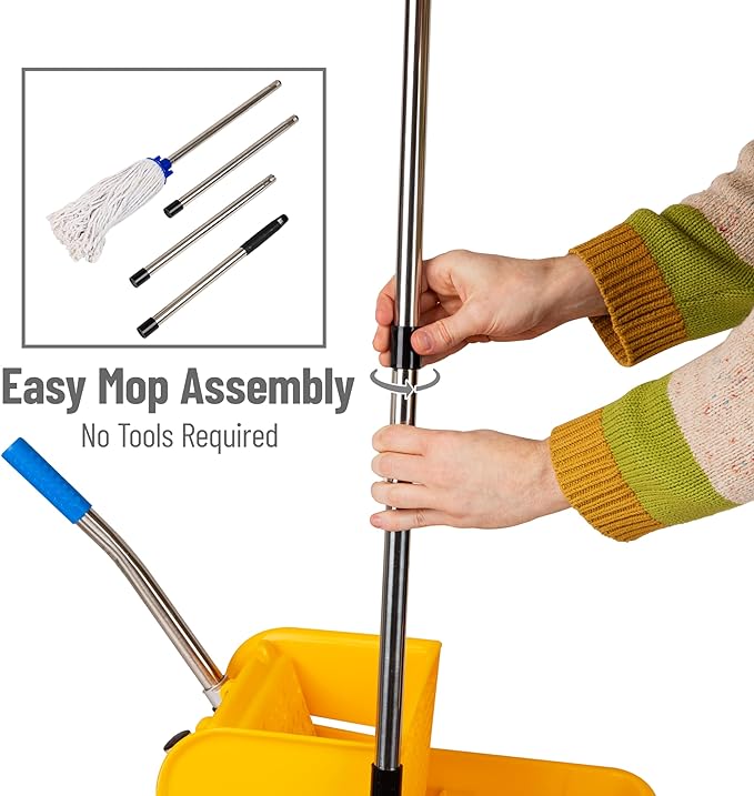 Mind Reader Bucket with Wringer and Mop Set, 22 Qt, Floor Cleaning, 16.25" L x - Image 5