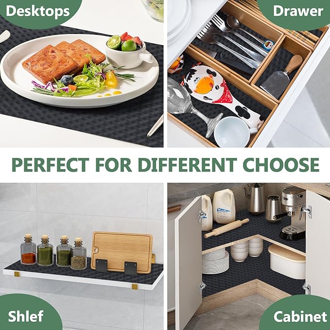 Shelf Liners, Non-Adhesive Drawer Liner, Waterproof & Oil-Proof Kitchen Cabinet - Image 6