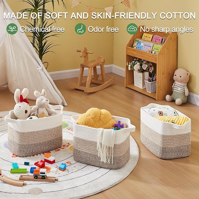 Storage Baskets for Organizing, Woven Baskets for Shelves, Rectangle Decorative - Image 5