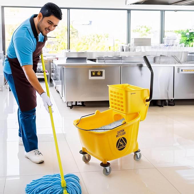 Dryser Commercial Side Press Wringer Combo Mop Bucket, 33 Quart - Image 7