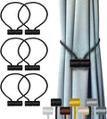 Hion Magnetic Curtain Tiebacks Black 6 Pack, Curtain Tiebacks Buckles Holdbacks by Hion