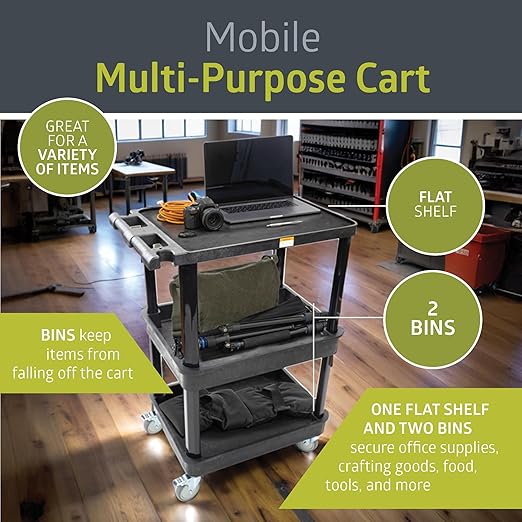 Pearington 3-Shelf Multipurpose Mobile Utility Cart - Image 3