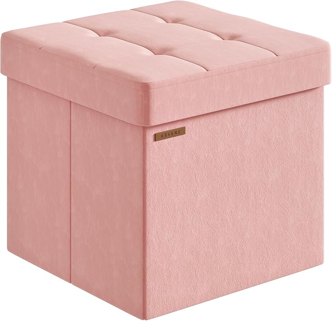 Folding Storage Ottoman, Velvet Storage Bench, by Liveinacomfortablehome