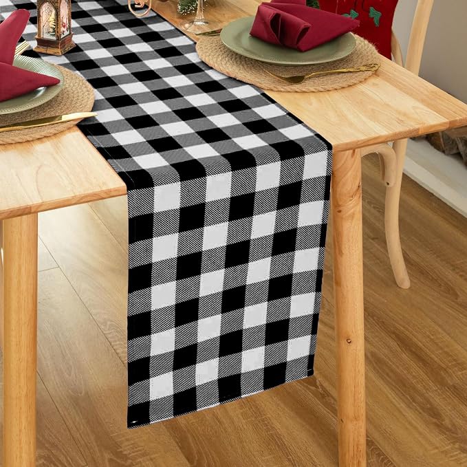 Waterproof Checkered Tablecloth Runner Fabric - Image 3