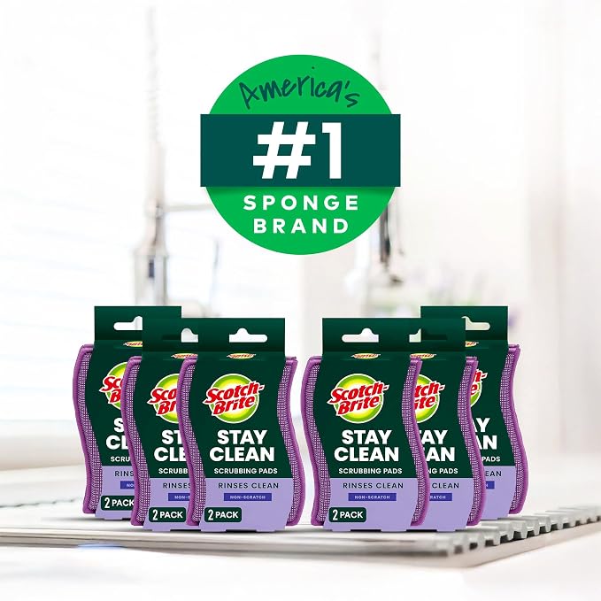 Scotch-Brite Stay Clean Scrubber Pads, Non-Scratch Dish Sponges - Image 8