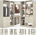 Corner Closet System with 5 Drawers, Closet Organizer System with 15+Shelvess & by Besiost
