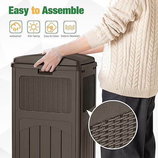 Flamaker 30 Gallon Trash Can, Resin Outdoor Garbage Can - Image 4