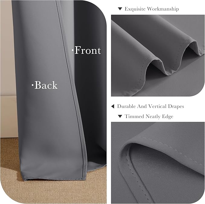 PONY DANCE Black Out Curtains for Bedroom 54 inch Length 2 Panels Set, Thermal - Image 5