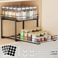 Spice Rack Organizer for Cabinet, 2 Tier Pull Out Spice Rack – Heavy Duty Metal by AHOMSEL