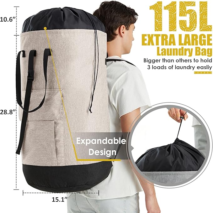 Laundry Bags Extra Large Heavy Duty, Laundry Backpack College 115L, Large - Image 3