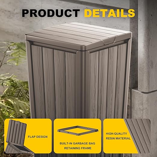 EasyUp Outdoor Trash Can with Lid, Waterproof and Sunscreen Resin Garbage Cans - Image 5