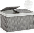 Storage Basket with Lid Rattan Storage Basket with 2 Separate Lid, 27.8 Gallon by SETVSON