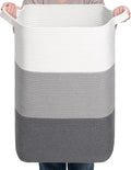 CLHMILY&Z 95L Laundry Basket Rectangular Grey Rope by ClhmilyZ