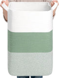 CLHMILY&Z 95L Laundry Basket Rectangular Green Rope by ClhmilyZ