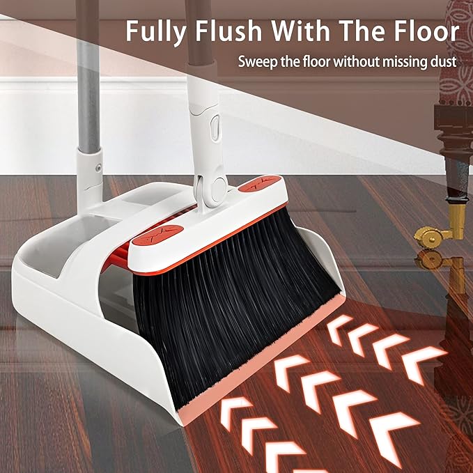JEHONN Broom and Dustpan Set for Home, Long Handle Lightweight 180 Degree - Image 9